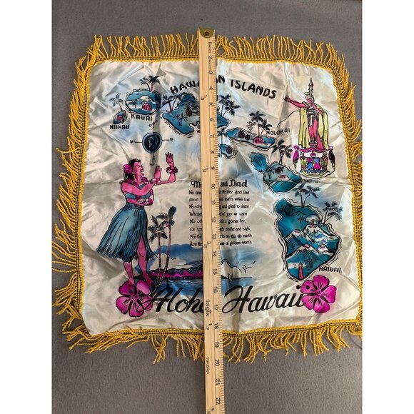 Vintage Hawaiian Islands Souvenir Pillow Cover w/ Fringe - Picture 6 of 9